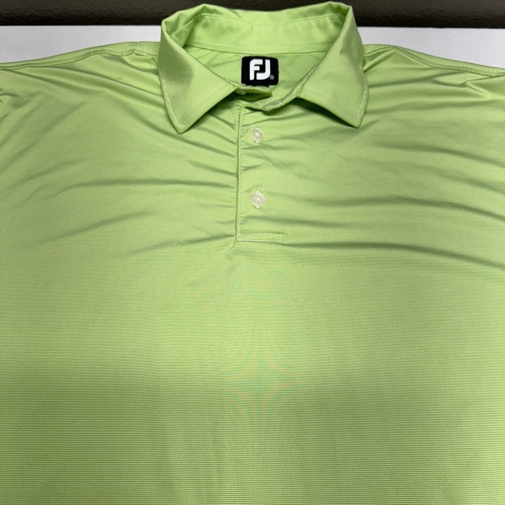 FootJoy Polo Mens XXL Green Striped Short Sleeve Shirt Performance Golf‎ Awbrey